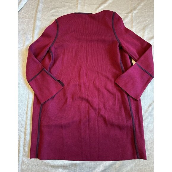 CHICO'S Reversible Cardigan Long Sleeve Sweater Sz 1 Pink Red Maroon Duster - Picture 3 of 9